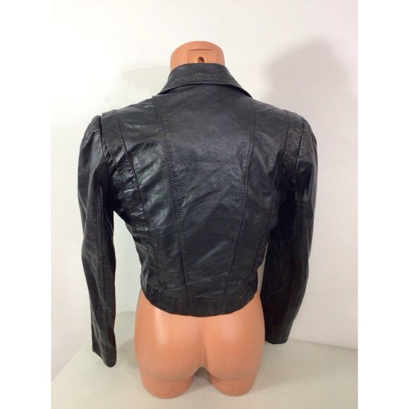 Fidelity Vintage Crop Leather Jacket 80’s Style Womens 10 - Picture 5 of 7